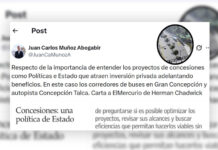Corredores de transporte en el Gran Concepción: Exministro Juan Carlos Muñoz se suma al debate y defiende sistema de concesiones